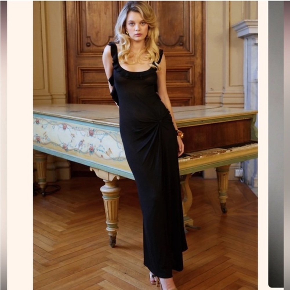 NWT Asta Resort Dress Elise Backless Ruffle Maxi in Black